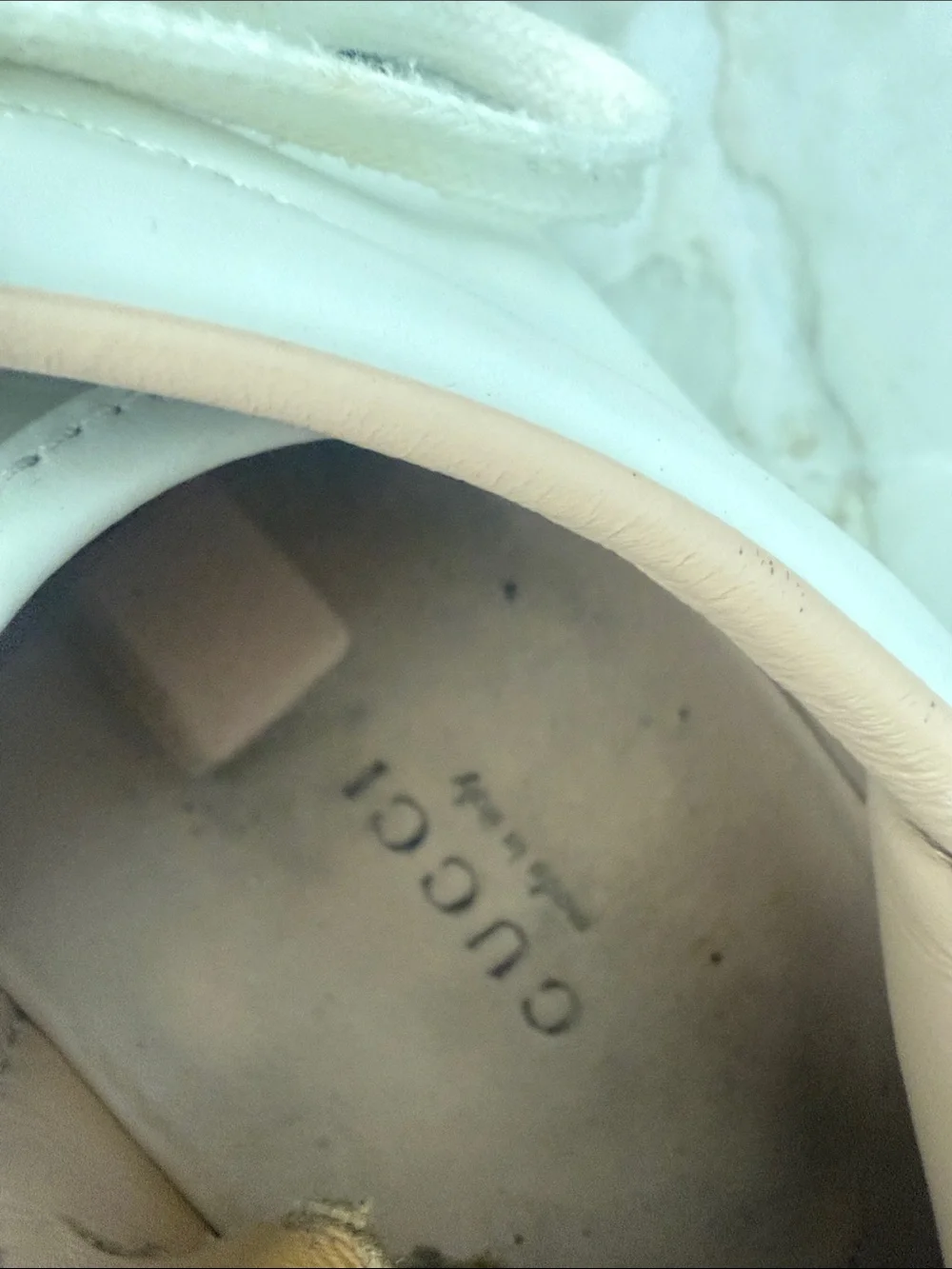 Gucci White Leather Sneakers with Green and Red Web
